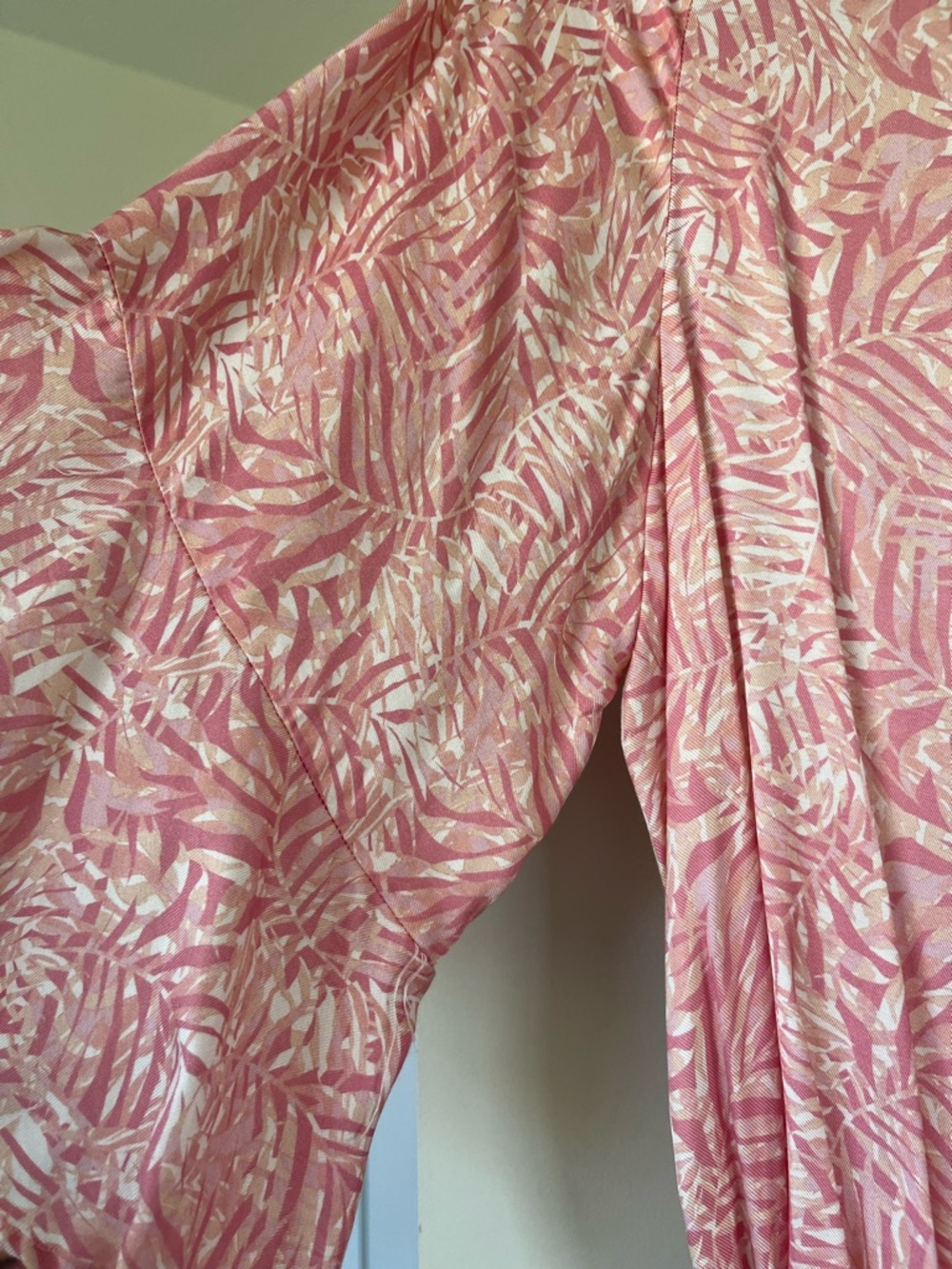 Maaji Pink and Cream Leaf-Print Wrap Dress - Picture 5 of 13